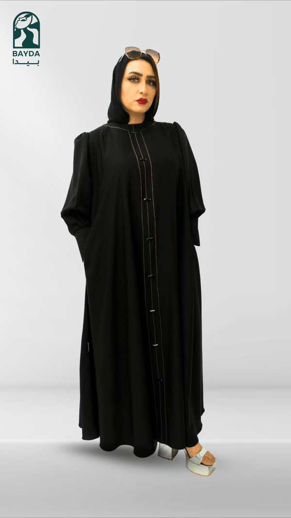 عباءة كريب كوري بتصميم مقفل مع طرحة