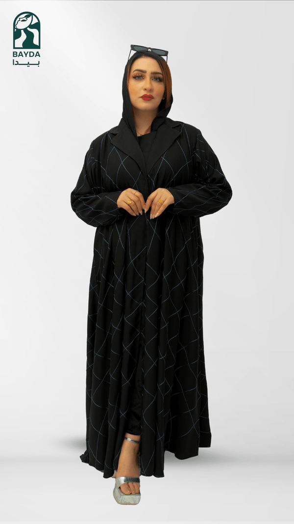 عباءة كريب كوري مقفلة بتطريز مميز مع طرحة